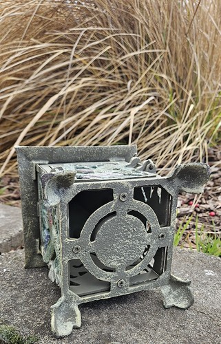 VTG Japanese Hummingbird Pagoda Cast Iron Hanging Lantern Candle Holder Yard Art - Picture 14 of 24