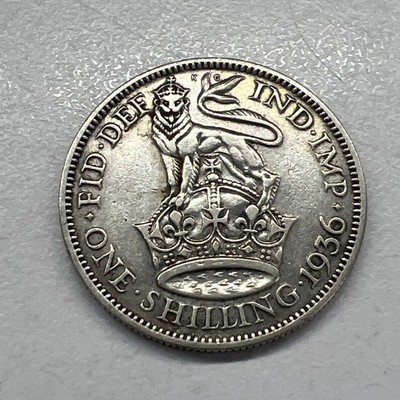 1936 Great Britian U.K. Silver One Shilling F-VF Circulated