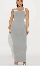 Fashion Nova Pamela Snatched Heather Grey Ribbed Maxi Dress Size 2X