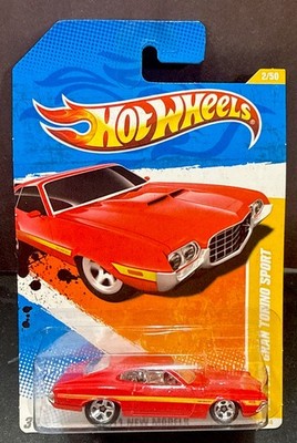 Hot Wheels 2011  72 Ford Gran Torino -HW New Models -Red, 5SP  Wheels -American