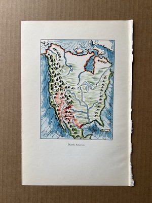 1932 Van Loon Geography North America Color Map Vintage Book Plate
