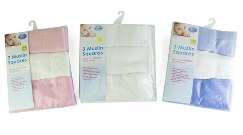 First Steps 3 Pack Baby Muslin Squares Soft 100 Cotton 60x60cm Bib Burp Cloth