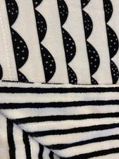 Lila  and Jack Baby Blanket White Black Stripe Scallops Waves