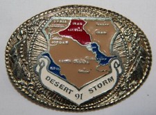 VINTAGE 1991 OPERATION DESERT STORM BELT BUCKLE, MADE IN USA