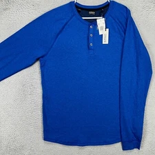 Buffalo David Bitton Mens Henley Sweater XL Blue Pullover Long Sleeve Knit NEW
