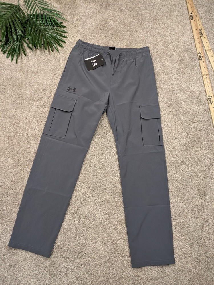 Under Armour Kids L Gray Spandex Stretch Running Cargo Jogger Pants NWT