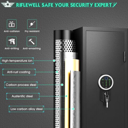 3-5 Long Gun Fingerprint Safe Shotgun Rifle Cabinet Keypad Alarm System Storage - Picture 8 of 9