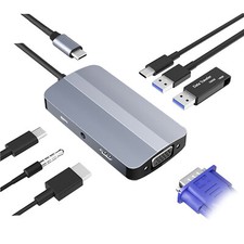 7-in-1 USB C Hub USB Type C to USB 3.0 2.0 USB C PD VGA HDMI 3.5mm Audio Adapter