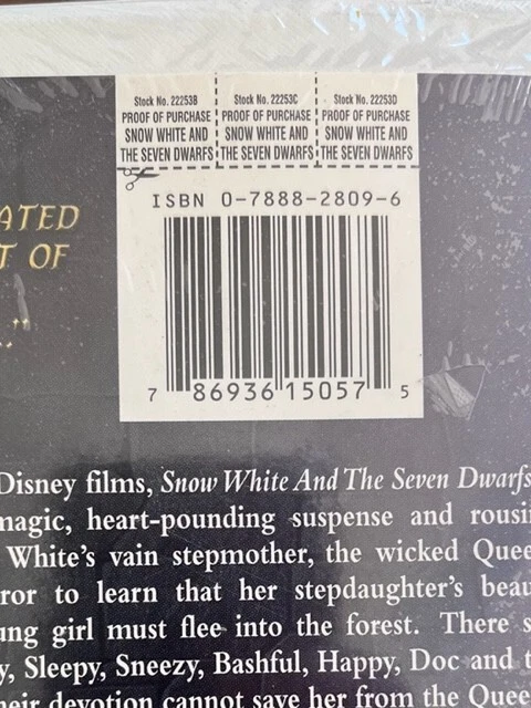 Disney Snow White and the Seven Dwarfs Platinum Edition VHS Clam Shell Sealed - Image 4 of 4