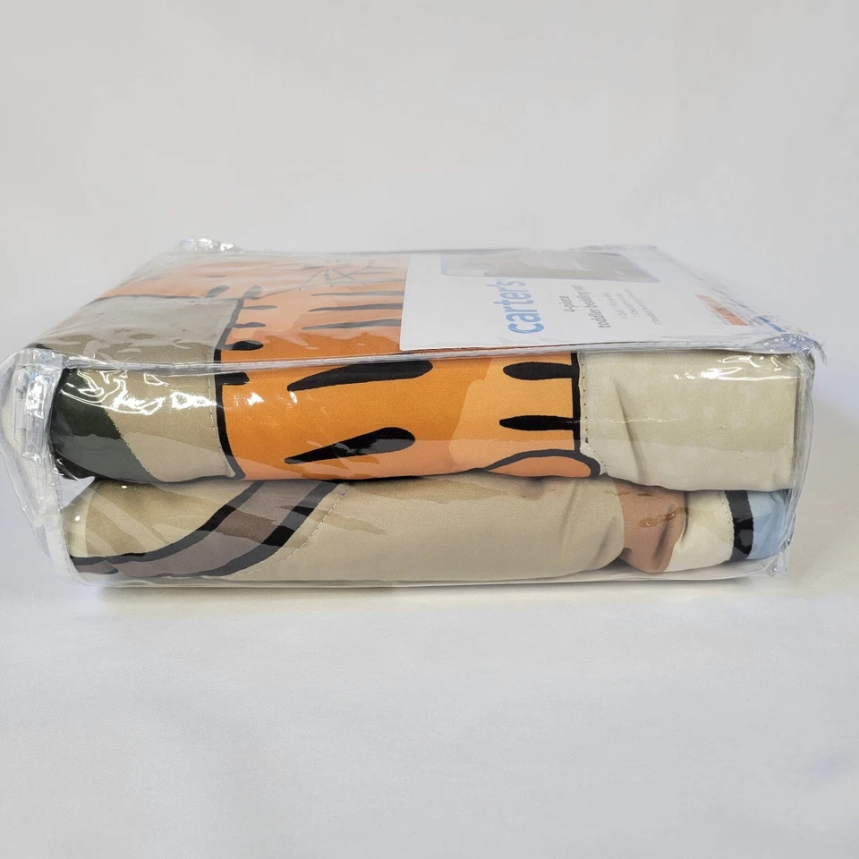Juego de cama Carters 4 piezas para niños pequeños animales de la selva tigre elefante safari zoológico azul marino tostado Foto 4 de 4