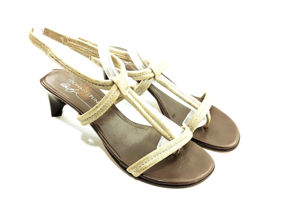 Donald J Pliner Womens Brown Beige Slingback Sandals Size 6 M Medium Leather - Image 2 of 4