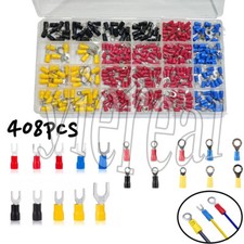 408/102x Insulated Assorted Electrical Wire Ring Spade Terminals Crimp Connector