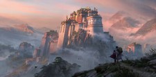 Landscape concept art architecture castle Custom Gaming Mat Desk