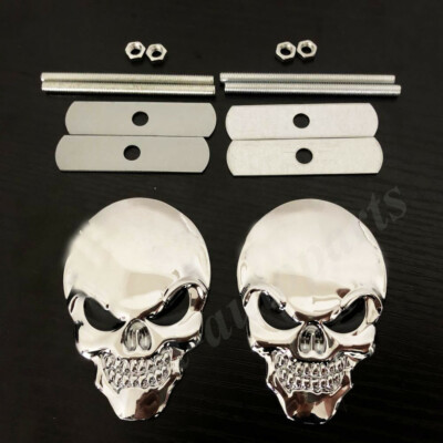 3D Big Black Metal Skull Skeleton Evil Bone Car Emblem Badge Decals Sticker