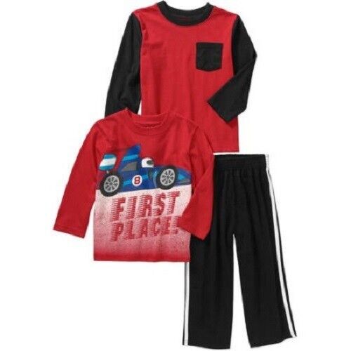 New Boys Toddler 3 pc Garanimals Outfits 2 Tops 1 Bottom Robots Cars Motorbike - Picture 2 of 7