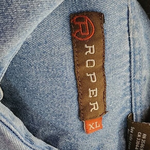 Roper Light Wash 100% Cotton Snap Closure Denim Western Shirt | Men's XL - Picture 5 of 6