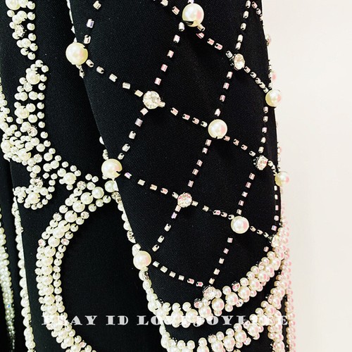 New Handmade Mini Blazer Black Dress Long Elegant Embroidered Jacket Beaded - Picture 13 of 23