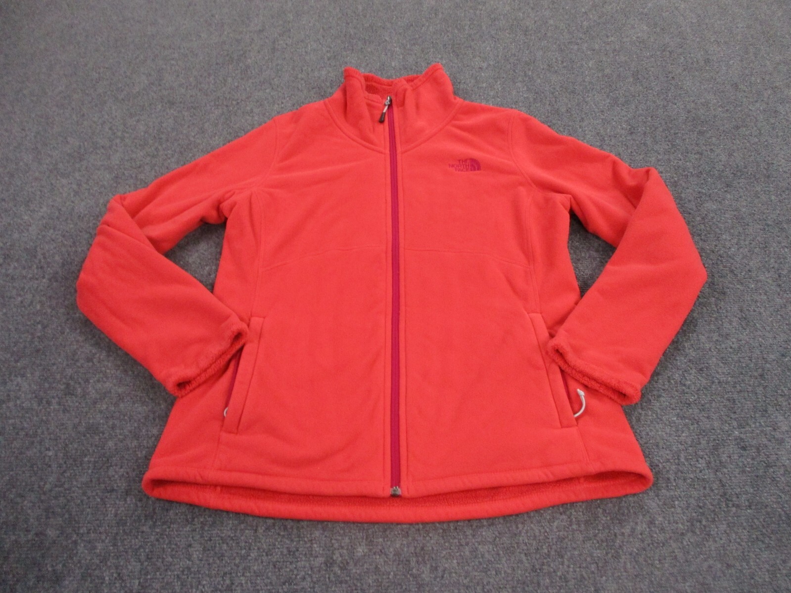 The North Face Womens Lightweight Orange Fleece Jacket for Casual Outdoor Wear