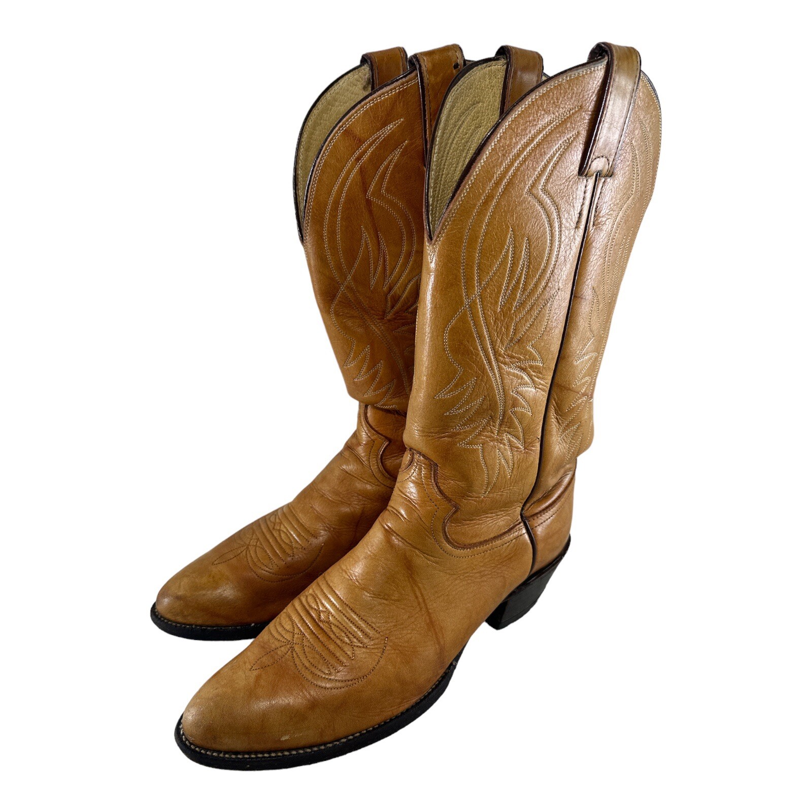 Justin Boots USA 1632 Men’s Tan Leather Western Cowboy Work Riding