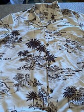 Koko Head Hawaii Beige Button Up Shirt Mens Size L A Chart Of Hawaiian Islands