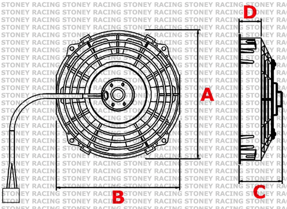Stoney Racing 16" 160W Cooling Radiator Fan + Stainless Mounting Kit Push 12V - Image 3 of 3