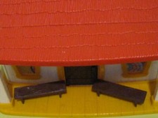 Vintage Weebles 1970s Hasbro WEST RANCH TOWN LOT of 2 FRONT PORCH BROWN BENCHES