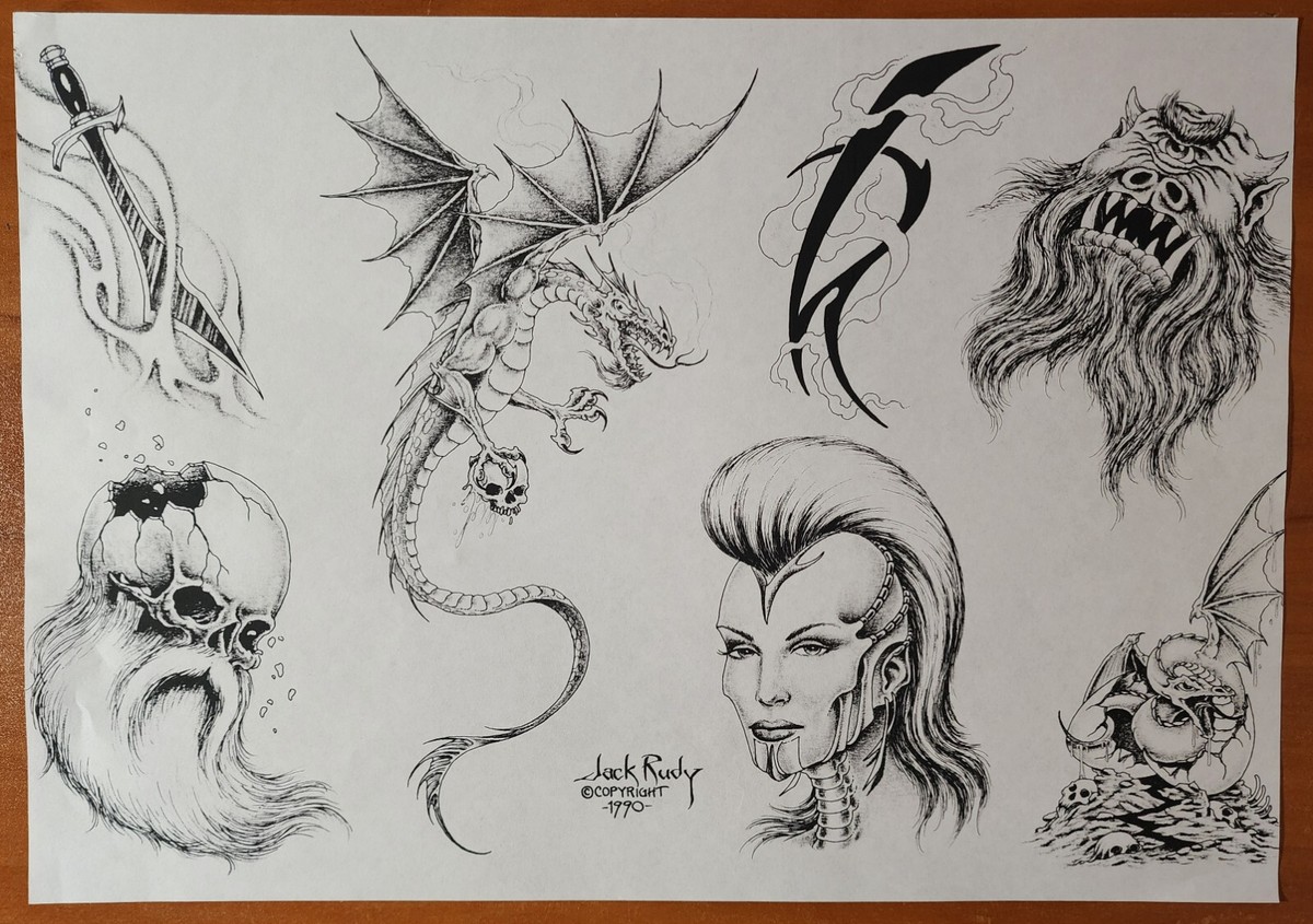 K*o様 スポルディング&ロジャース　TATTOO FLASH 1990 VINTAGE Jack Rudy Traditional Tattoo Flash Sheet Tattooland