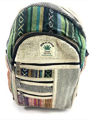 Himalayan Hemp THC Free Multi Color MEDIUM Handmade Backpack NWT