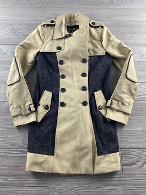 Sam Edelman Trench Coat Olive Tan Black Mid thigh Length