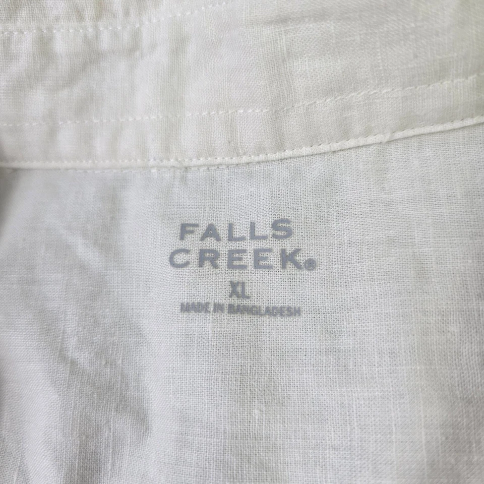 Camisa Falls Creek Botón Frontal Para Hombre XL Blanca Marfil Mezcla Lino Ligera  Foto 4 de 4