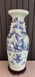 Large Rare Antique Chinese Kangxi Blue White Porcelain Vase 24,21 inches height
