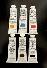 Winsor & Newton Artists' Oil Color - Lot of (6) .37 ml Tubes - NEW - FREE Ship!!