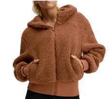 Fabletics Toffee Brown Summit Teddy Sherpa Jacket Size Small