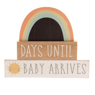 Baby Countdown to Due Date Plaque with Chalk Rainbow Sun  Australia
