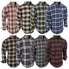 Plaid Flannel Shirt Soft Button Down Collar Mens Chest Pocket Great Muted Colors