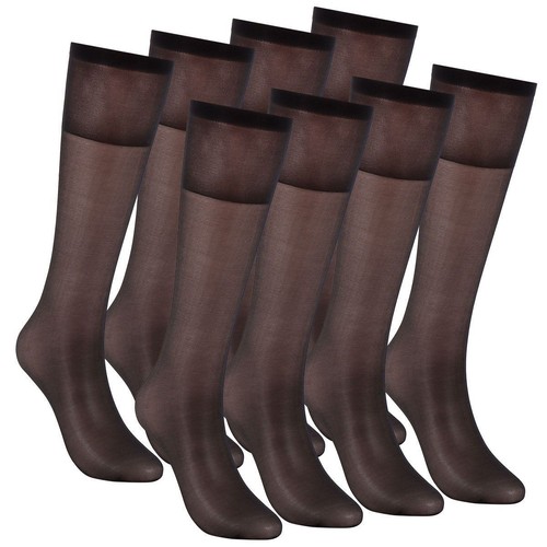 4/8Pairs Women Knee High Nylon Hose Socks Jet Black Stretchy Sheers Stockings US - Picture 5 of 15