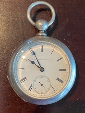 VINTAGE 18S ELGIN POCKET WATCH, GR.13, YEAR 1885, KEEPING TIME, 4 OZ SILVER COIN