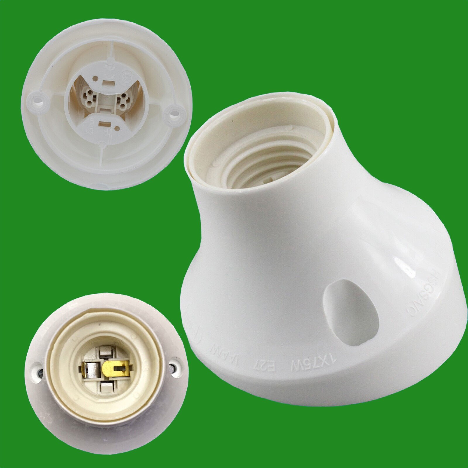 Edison Screw White Angled Lamp Holder ES E27 Light Bulb Wall Fixing Socket
