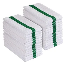 Premium 24 Pack White With Green Stripe Bar Mop Microfiber For Home Kitchen Rest