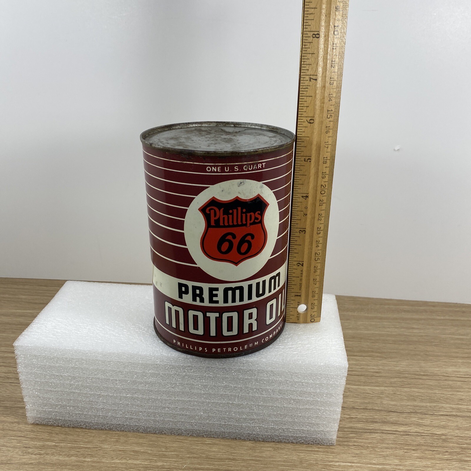 Vintage Original Phillips 66 PREMIUM MOTOR OIL Can Quart Petroleum