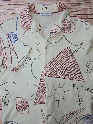 Zara Boys Art Print Button-Up Shirt Size Medium - Picture 3 of 6
