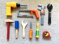 Pretend Play Child's Tool Set - Plastic and Wooden - set of 10