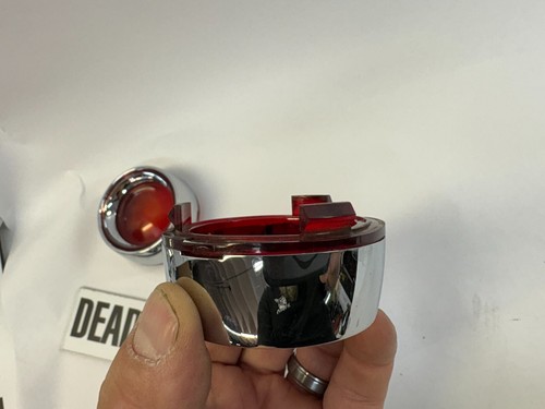 Harley chrome deep thick bullet red turn signal lens trim rings LooK - Picture 5 of 8