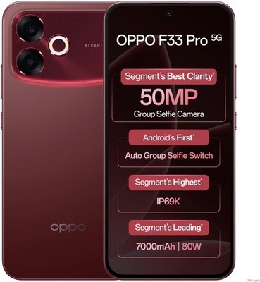 Oppo F33 Pro 5G (8GB RAM, 128GB, Passion Red) Dimensity 6360 Max Global Version