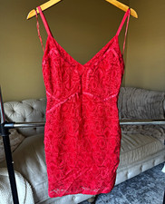 GUESS Red Lace strappy cocktail above the knee dress Women’s Regular Size M