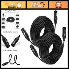 50ft XLR Cables - 2 Pack Premium Balanced Microphone Mic Cord 3 Pin Male to Fema