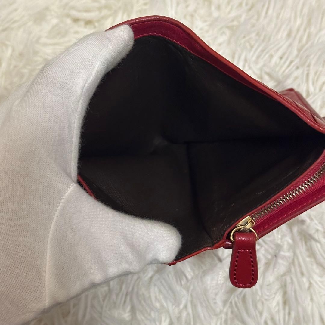 Bottega Veneta Intrecciato Leather Bifold Wallet Red Unisex Excellent Condition thumbnail 14