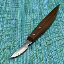 Vtg Wood Carving Whittling Chip Knife Curved 1.5” Blade Long Wood Handle Japan