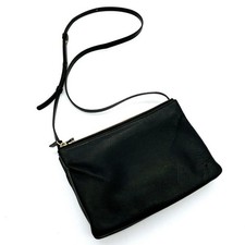 Celine Trio Shoulder Bag Leather Black Authentic F030255