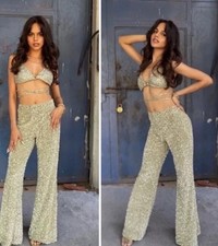 ZARA High-waisted Flared Sequin Pants Mint Green Size S-L Ref 9130/955 NWT